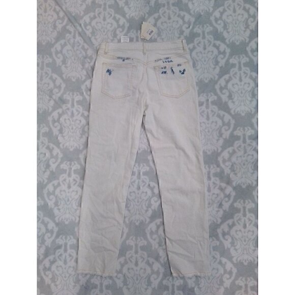 Maje Jeans Distressed Droit Blanc Paoline White w/ Blue Spots/NWT, Size 38 (8) - Picture 3 of 7